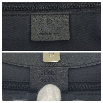 Gucci Black Silver Hardware GG Canvas 113015 Tote Bag Handbag Women 506336