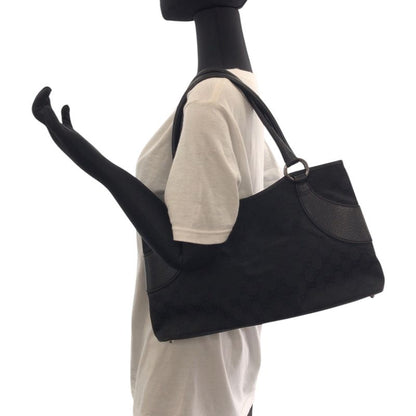 Gucci Black Silver Hardware GG Canvas 113015 Tote Bag Handbag Women 506336