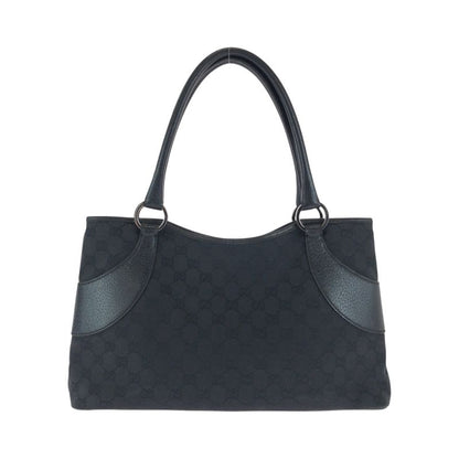 Gucci Black Silver Hardware GG Canvas 113015 Tote Bag Handbag Women 506336