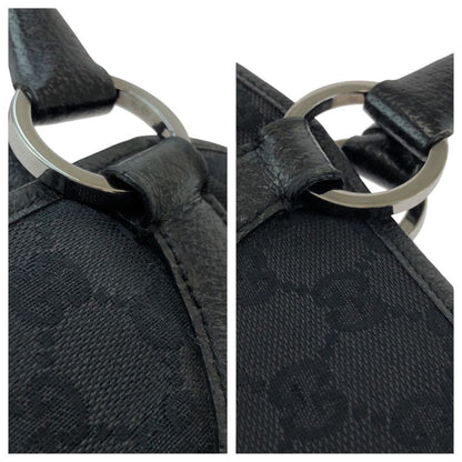 Gucci Black Silver Hardware GG Canvas 113015 Tote Bag Handbag Women 506336