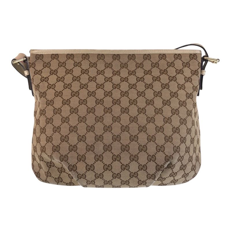 Gucci Beige Ivory Gold Hardware GG Canvas Leather 388930 Shoulder Bag Messenger
