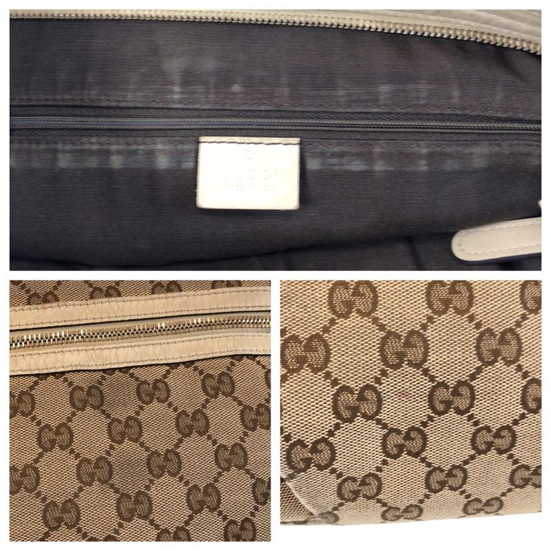 Gucci Beige Ivory Gold Hardware GG Canvas Leather 388930 Shoulder Bag Messenger