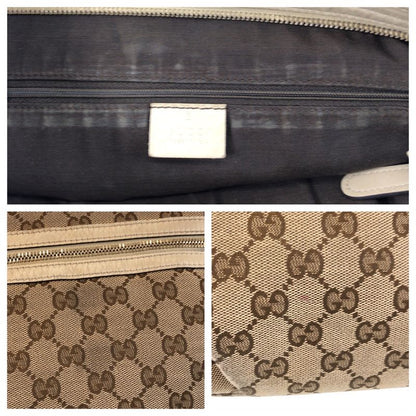 Gucci Beige Ivory Gold Hardware GG Canvas Leather 388930 Shoulder Bag Messenger