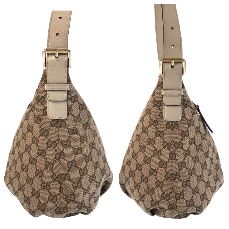 Gucci Beige Ivory Gold Hardware GG Canvas Leather 388930 Shoulder Bag Messenger