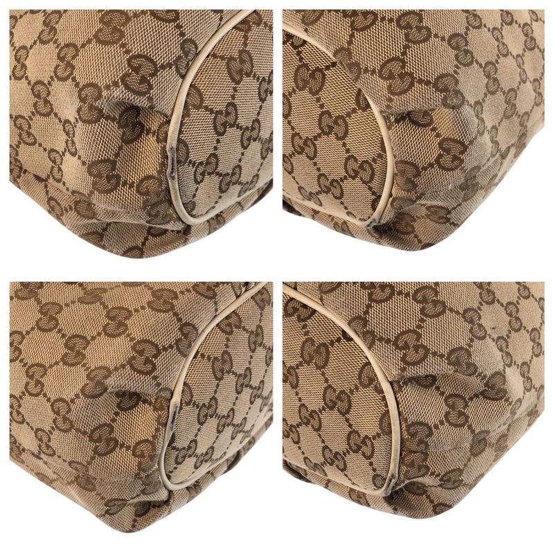 Gucci Beige Ivory Gold Hardware GG Canvas Leather 388930 Shoulder Bag Messenger