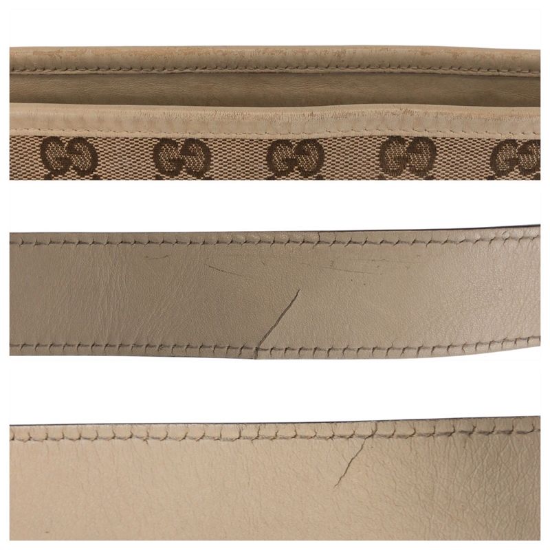 Gucci Beige Ivory Gold Hardware GG Canvas Leather 388930 Shoulder Bag Messenger