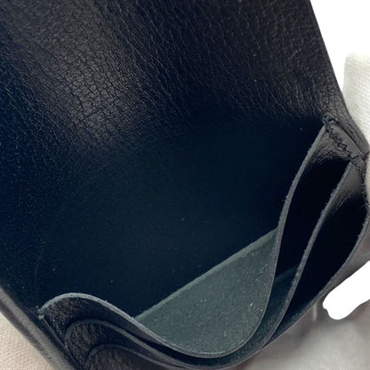 Hermes Card Case Business Card Holder Pass Case Compact Leather Black F