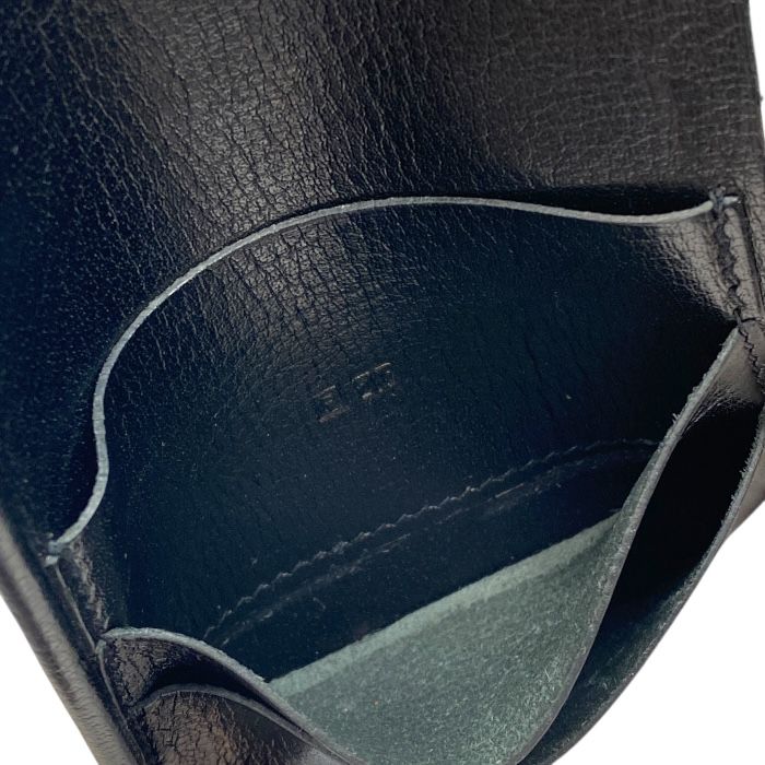 Hermes Card Case Business Card Holder Pass Case Compact Leather Black F