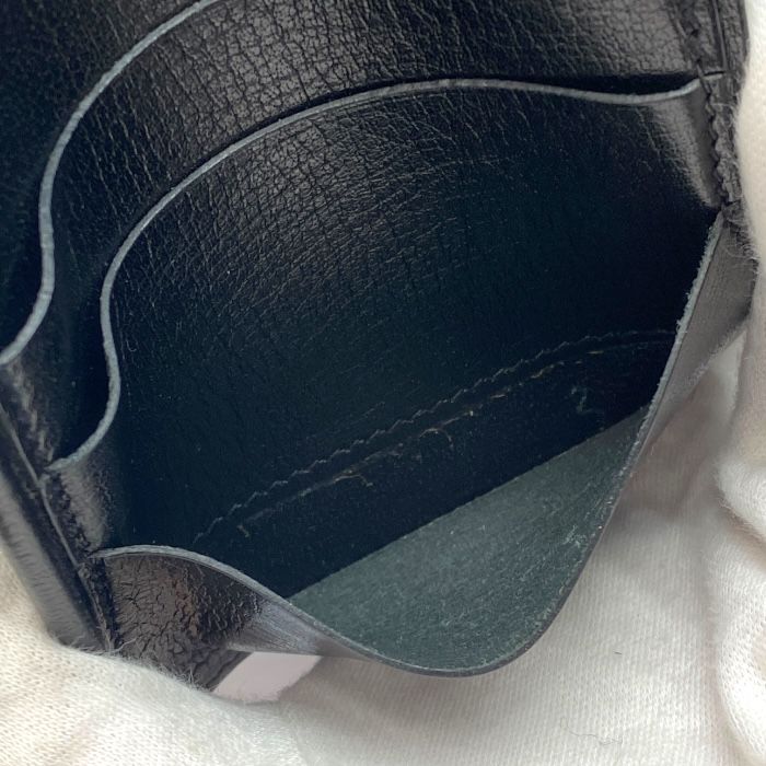 Hermes Card Case Business Card Holder Pass Case Compact Leather Black F