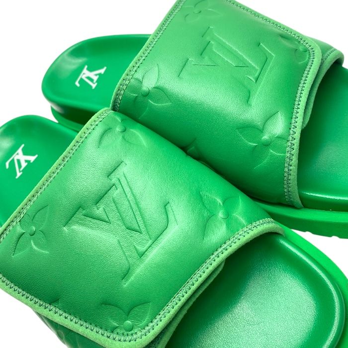 Louis Vuitton Fd0252 Miami Line Slides Sandals Mules Monogram LV Logo Embossed