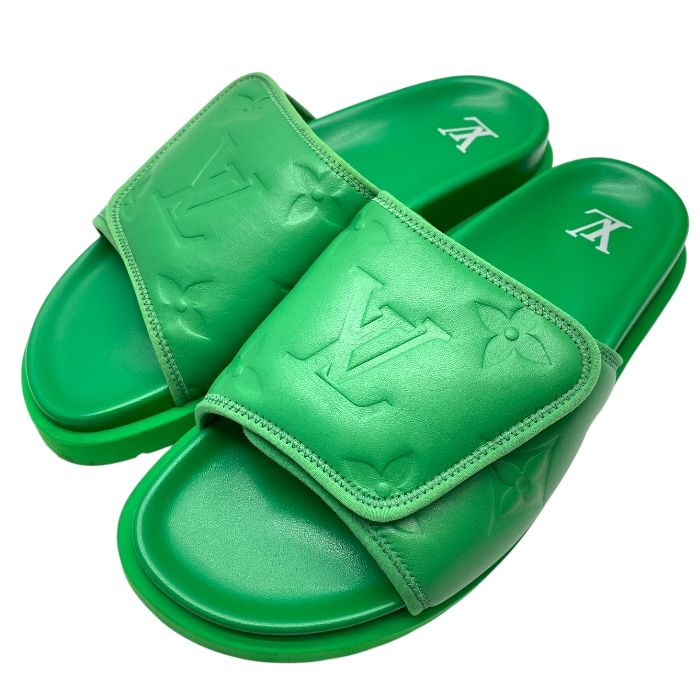 Louis Vuitton Fd0252 Miami Line Slides Sandals Mules Monogram LV Logo Embossed