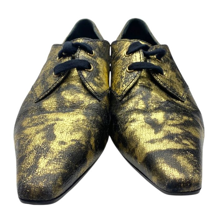 Chanel Xg34275 Loafers Metallic Oxford Coco Mark Logo Leather Shoes Gold Brown