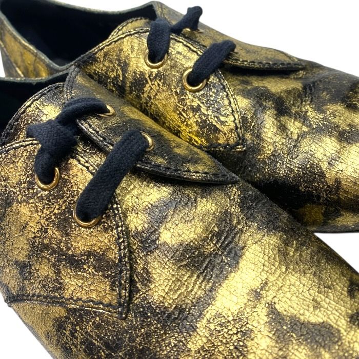 Chanel Xg34275 Loafers Metallic Oxford Coco Mark Logo Leather Shoes Gold Brown