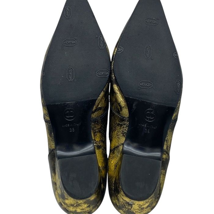 Chanel Xg34275 Loafers Metallic Oxford Coco Mark Logo Leather Shoes Gold Brown