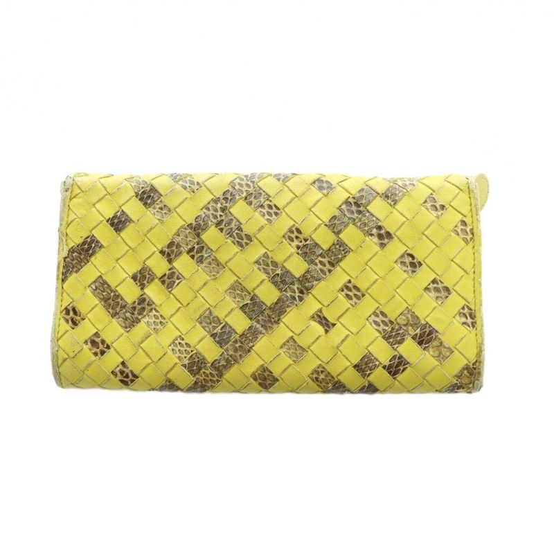 Bottega Veneta Long Wallet Leather Intrecciato Logo Yellow - GY11 MQ