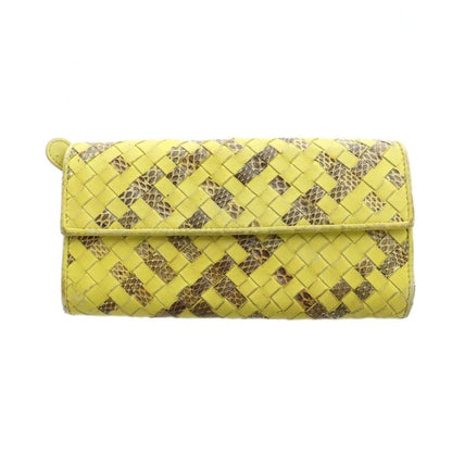 Bottega Veneta Long Wallet Leather Intrecciato Logo Yellow - GY11 MQ