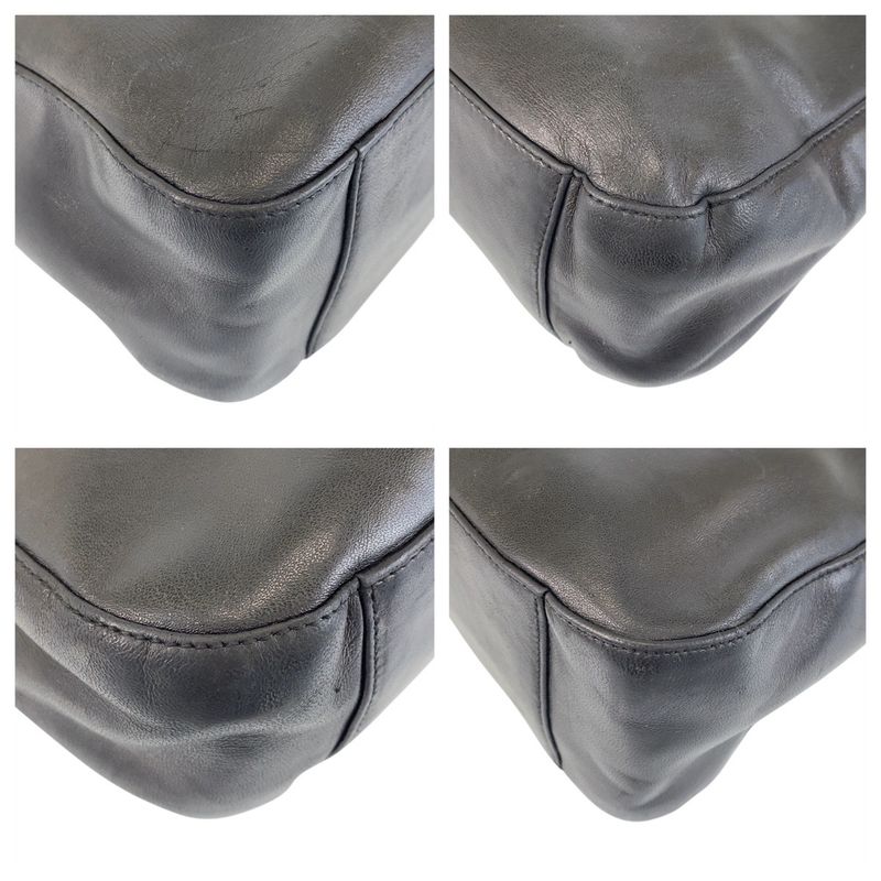 Prada Black Leather Plastic Shoulder Bag Women 506342