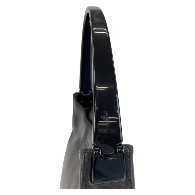 Prada Black Leather Plastic Shoulder Bag Women 506342