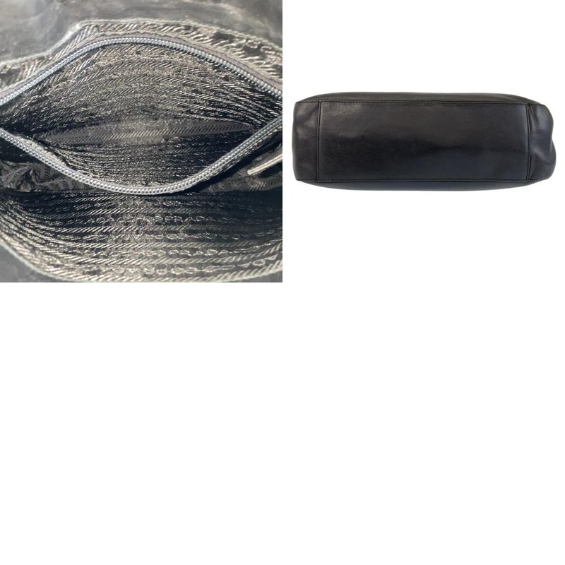 Prada Black Leather Plastic Shoulder Bag Women 506342