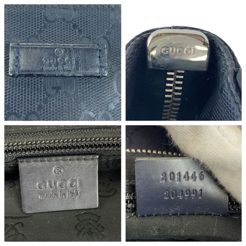 Gucci GG Imprime Black GG Canvas Leather 201446 Shoulder Bag Pochette Unisex