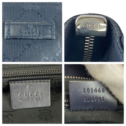 Gucci GG Imprime Black GG Canvas Leather 201446 Shoulder Bag Pochette Unisex
