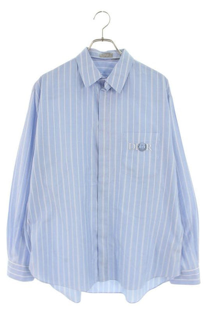 Dior 583c559a3006 Logo Embroidered Striped Long Sleeve Shirt Men 39