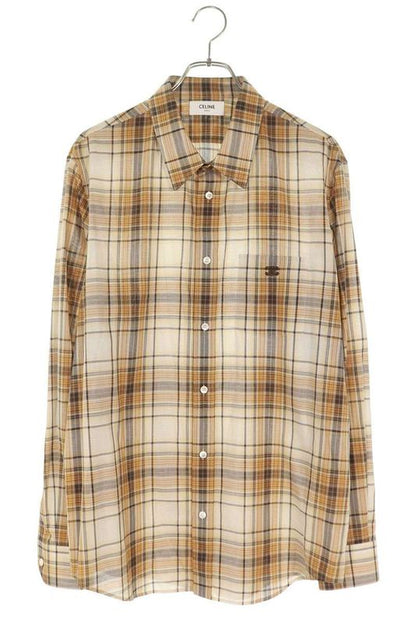 Celine 25AW 2c9820w22 Triomphe Loose Checked Long Sleeve Shirt Men's 41