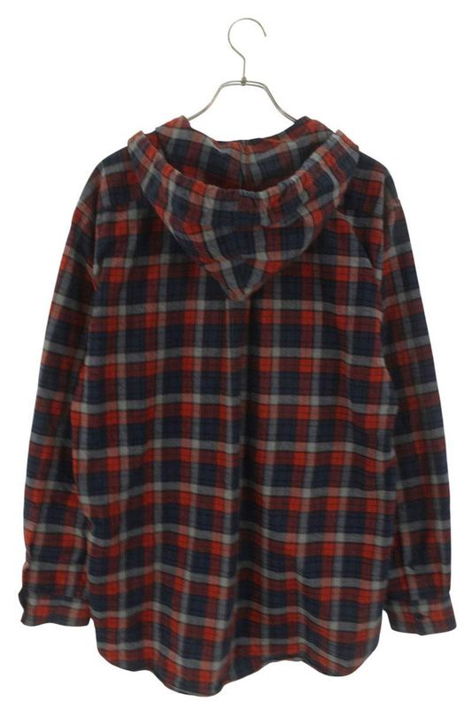 Balenciaga 485990 Twb15 Hooded Checked Long Sleeve Shirt Men's 39