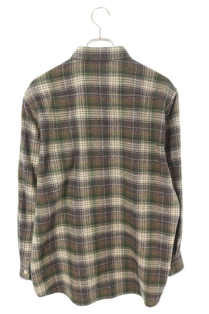 Celine 2c596720n Triomphe Logo Wool Check Long Sleeve Shirt Men 36
