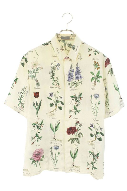 Dior 439c545a6255 Flower Design Silk Short Sleeve Shirt Men 37
