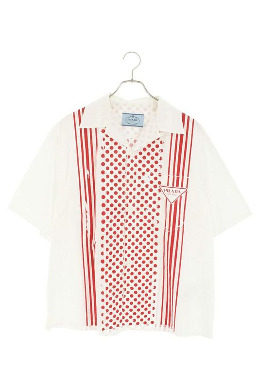Prada Ucs339 Triangle Logo Print Short Sleeve Shirt Men's L