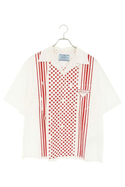 Prada Ucs339 Triangle Logo Print Short Sleeve Shirt Men's L