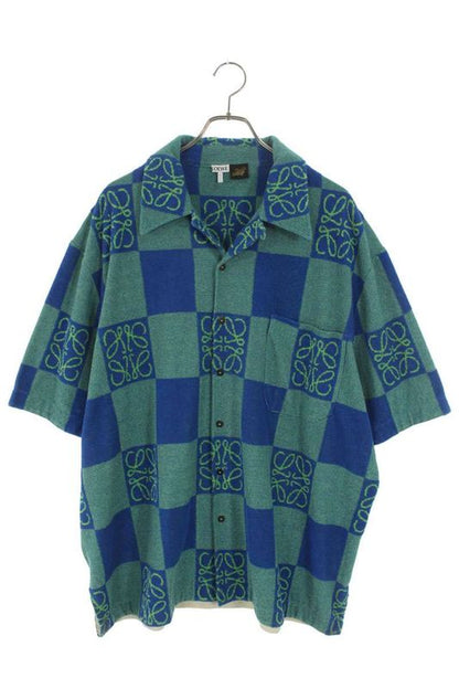 Loewe H616y23x20 Short Sleeve Shirt With Patterned Logo On Pile Fabric Men's M