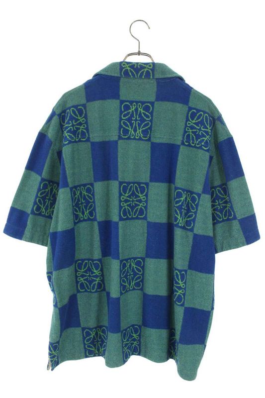 Loewe H616y23x20 Short Sleeve Shirt With Patterned Logo On Pile Fabric Men's M
