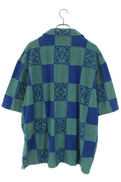 Loewe H616y23x20 Short Sleeve Shirt With Patterned Logo On Pile Fabric Men's M