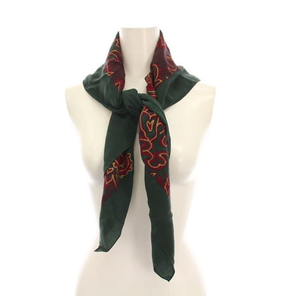 Christian DIOR Scarf All Over Paisley Patterned Silk Green Red Ym-oh