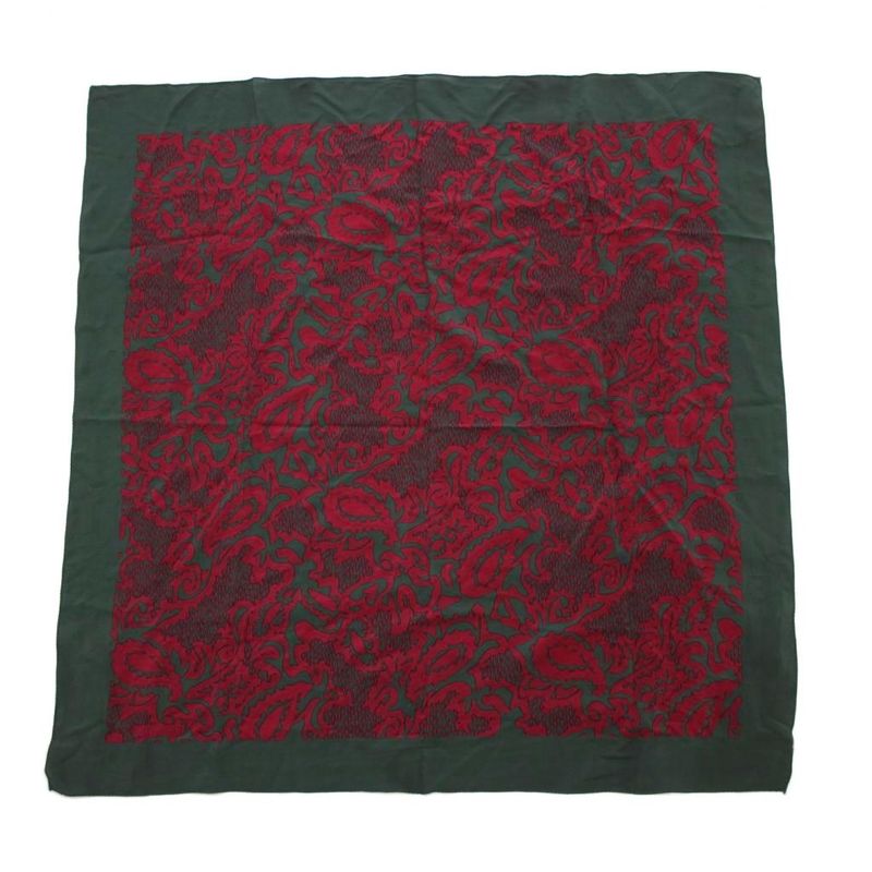 Christian DIOR Scarf All Over Paisley Patterned Silk Green Red Ym-oh