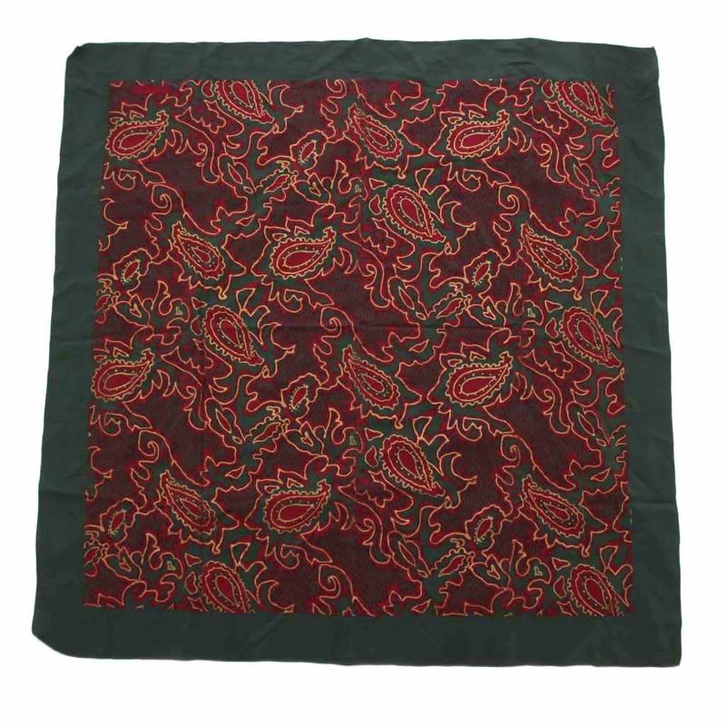 Christian DIOR Scarf All Over Paisley Patterned Silk Green Red Ym-oh