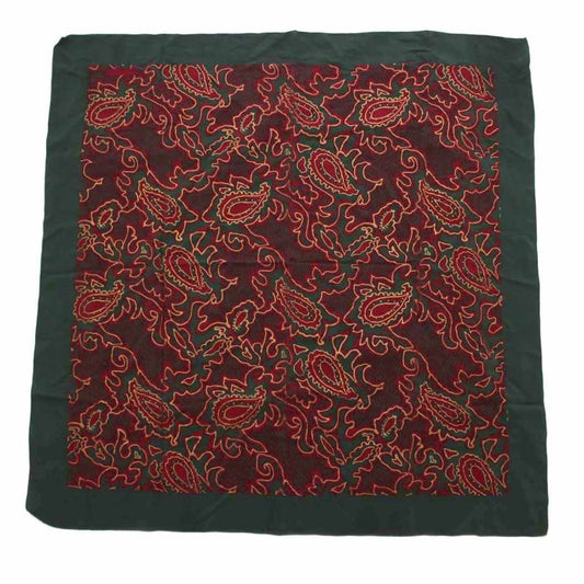 Christian DIOR Scarf All Over Paisley Patterned Silk Green Red Ym-oh