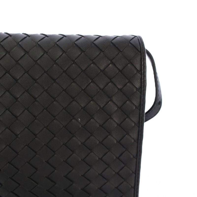 Bottega Veneta Intrecciato Shoulder Bag Leather Black B07814354y TK - OH