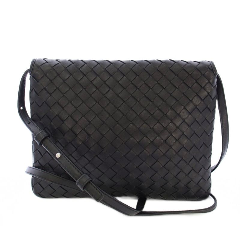 Bottega Veneta Intrecciato Shoulder Bag Leather Black B07814354y TK - OH