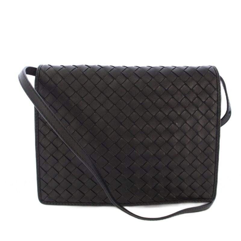 Bottega Veneta Intrecciato Shoulder Bag Leather Black B07814354y TK - OH