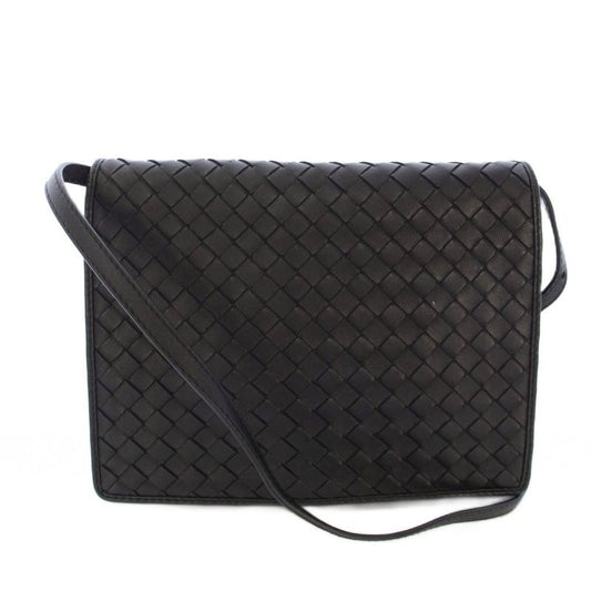 Bottega Veneta Intrecciato Shoulder Bag Leather Black B07814354y TK - OH