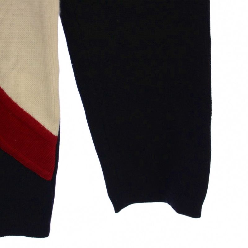 Gucci Knit Sweater Long Sleeve High Neck Half Zip M Navy Blue Red White BM