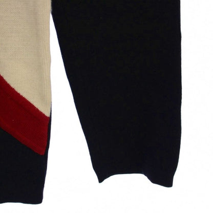 Gucci Knit Sweater Long Sleeve High Neck Half Zip M Navy Blue Red White BM