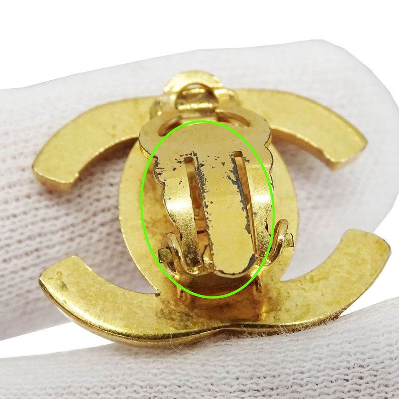 Chanel Earrings Ladies Brand Gold Coco Mark for Both Ears Large Logo Presence