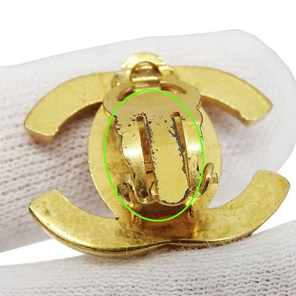 Chanel Earrings Ladies Brand Gold Coco Mark for Both Ears Large Logo Presence