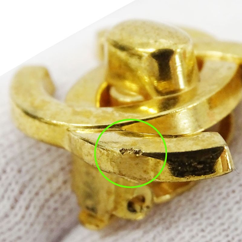 Chanel Earrings Ladies Brand Gold Coco Mark for Both Ears Large Logo Presence