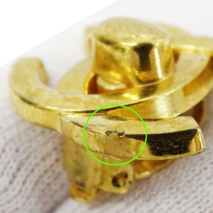 Chanel Earrings Ladies Brand Gold Coco Mark for Both Ears Large Logo Presence