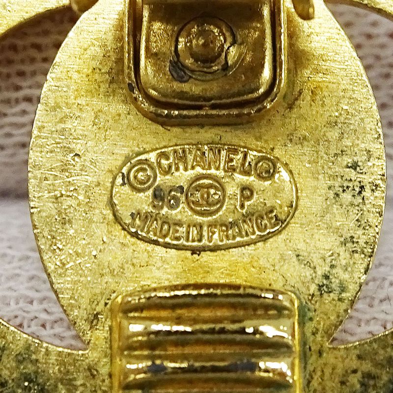 Chanel Earrings Ladies Brand Gold Coco Mark for Both Ears Large Logo Presence